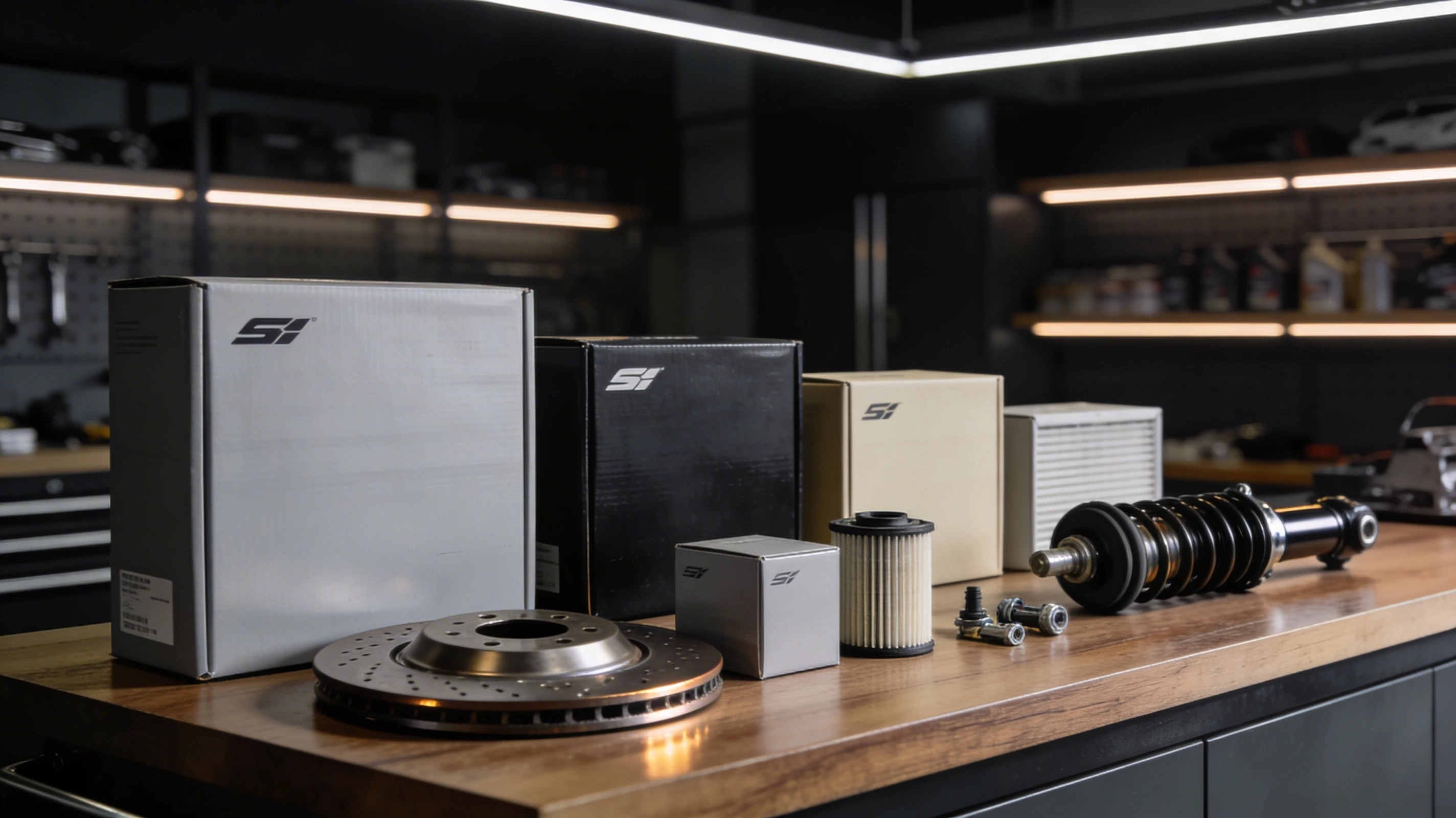 Витрина магазина автозапчастей с оригинальными, OEM и аналоговыми деталями